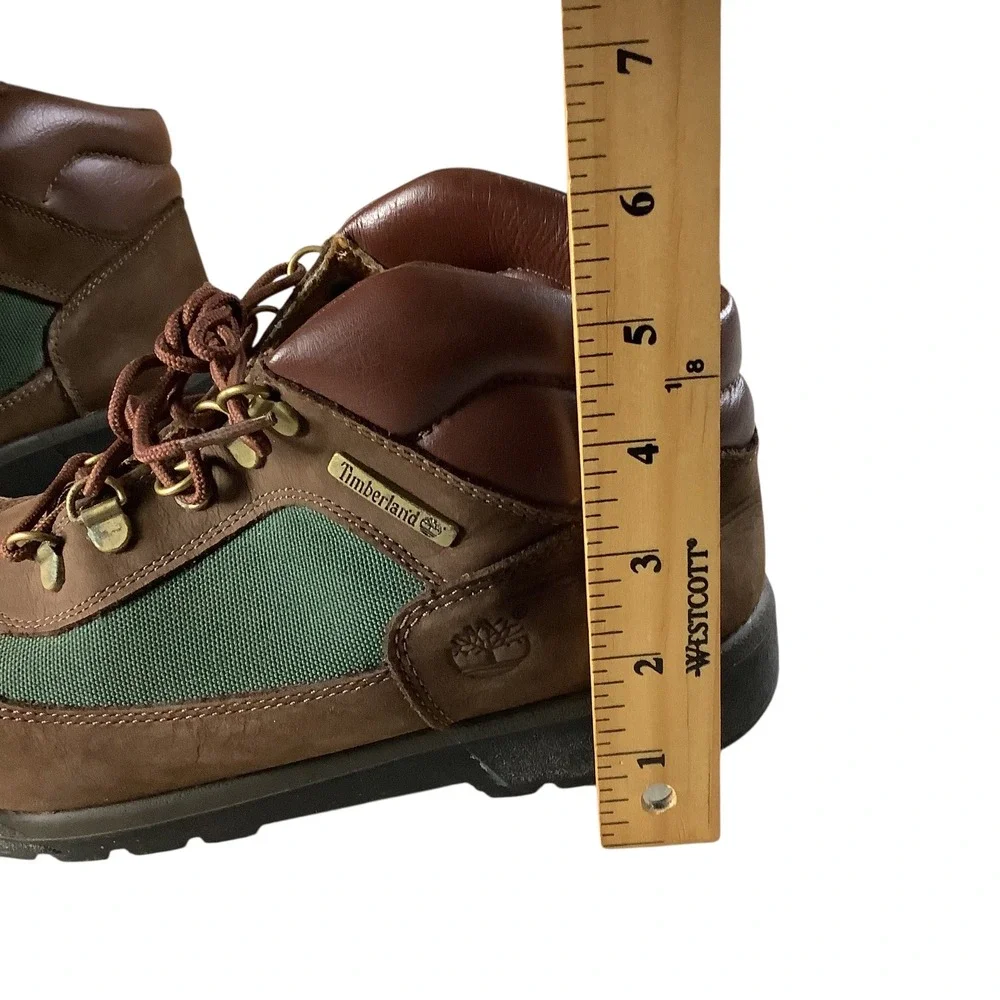 Timberland Field Boots Boys 7 Brown Green Leather Mid Top Gorpcore Lace Up
